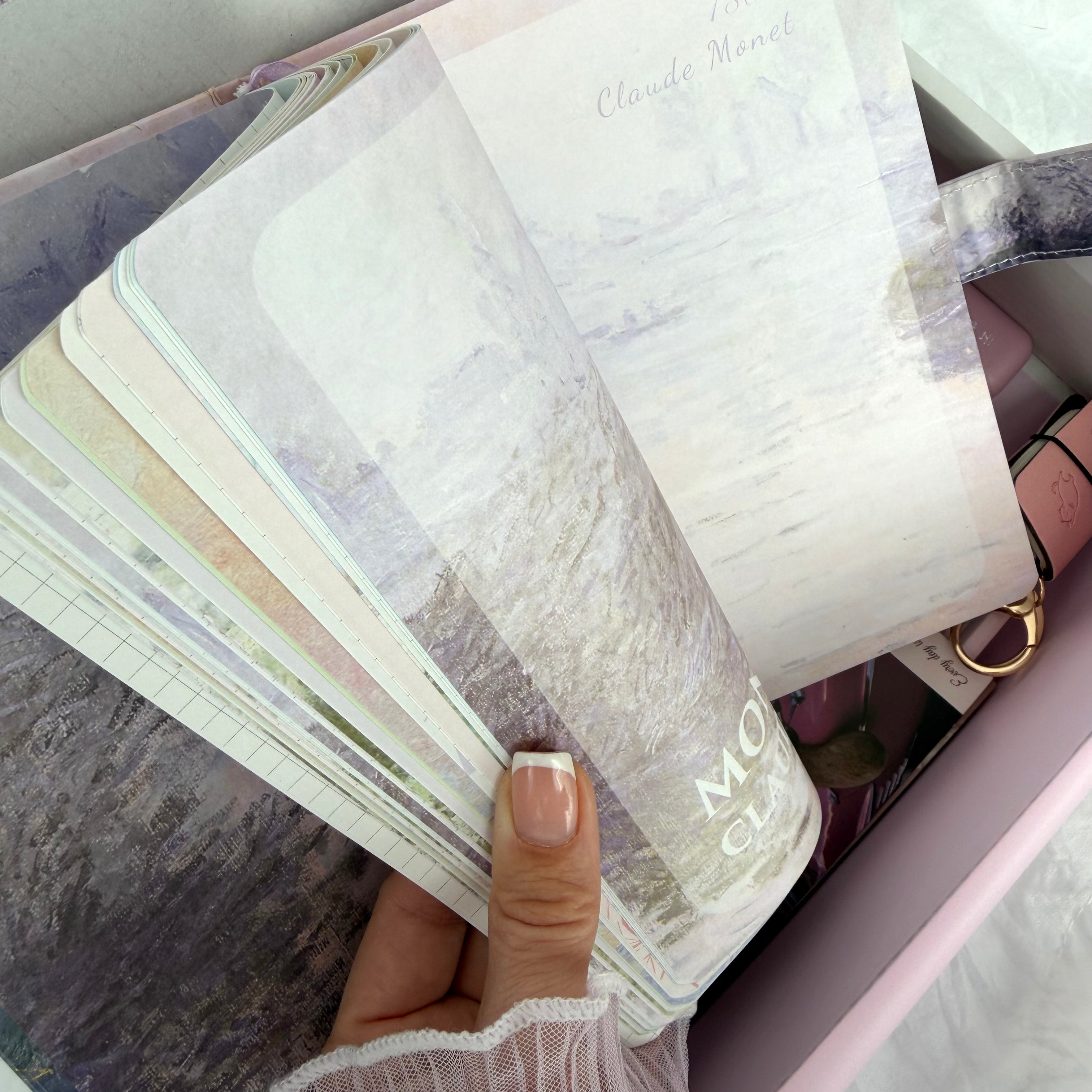 SOFT ROMANCE STATIONERY SET – PINK BLOOM |  MONET ART STATIONERY SET | IMPRESSIONIST AESTHETIC NOTEBOOK GIFT