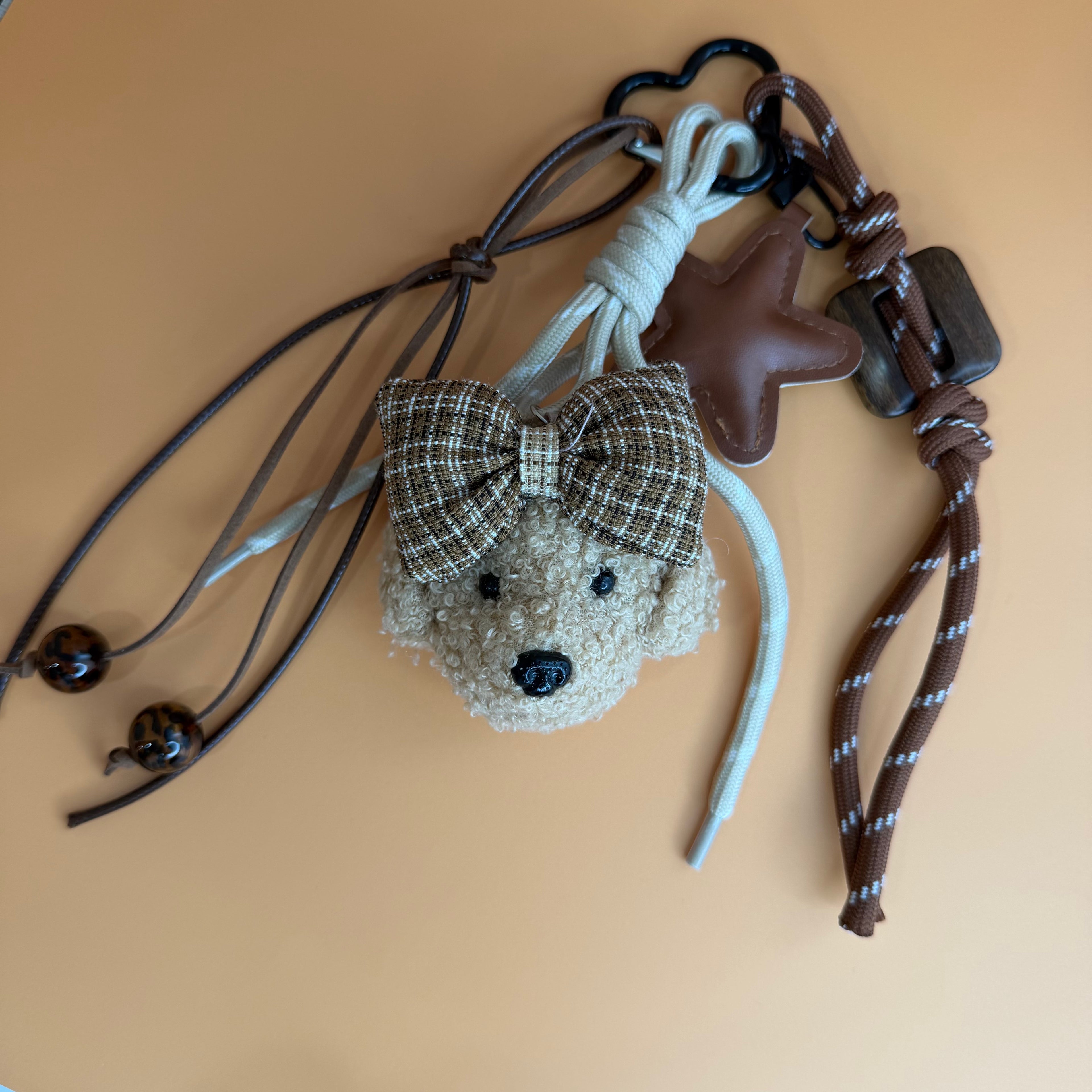 TEDDY BEAR BAG CHARM | BROWN BOW KEYCHAIN