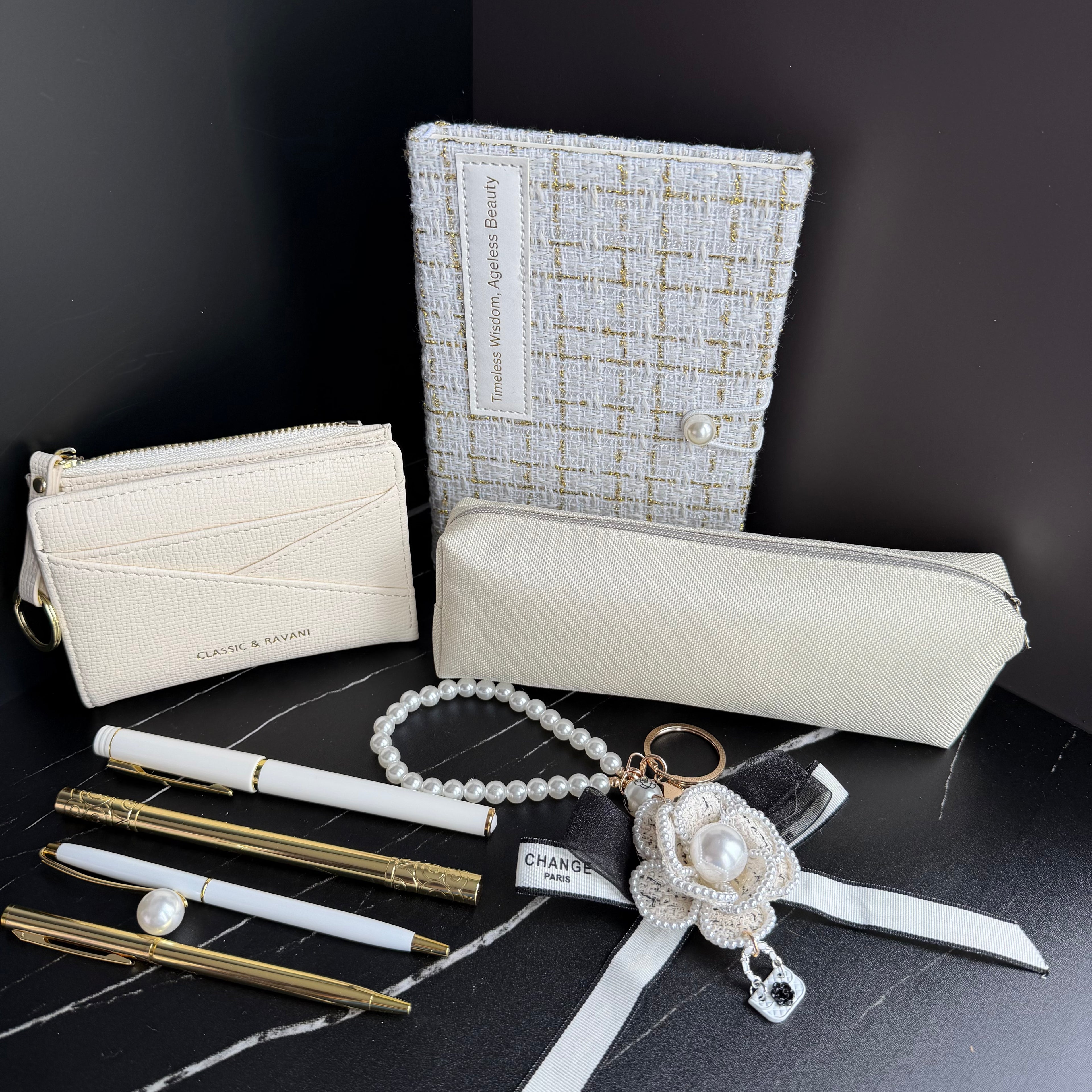 COCO ELEGANCE BLANC | PEARL IVORY STATIONERY & ACCESSORIES BUNDLE