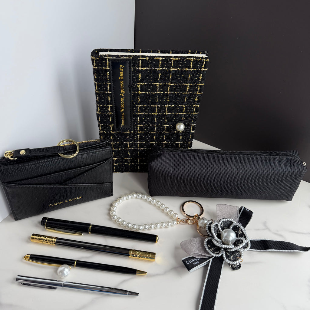 COCO ELEGANCE NOIR | BLACK PEARL STATIONERY & ACCESSORIES BUNDLE