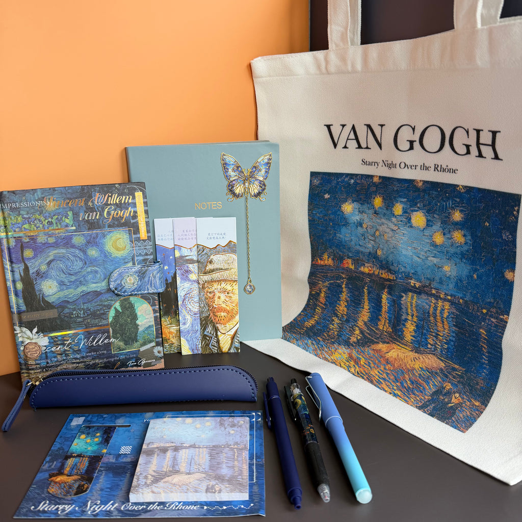 VAN GOGH STARRY NIGHT | ART STATIONERY & TOTE BUNDLE | INSPIRED GIFT SET