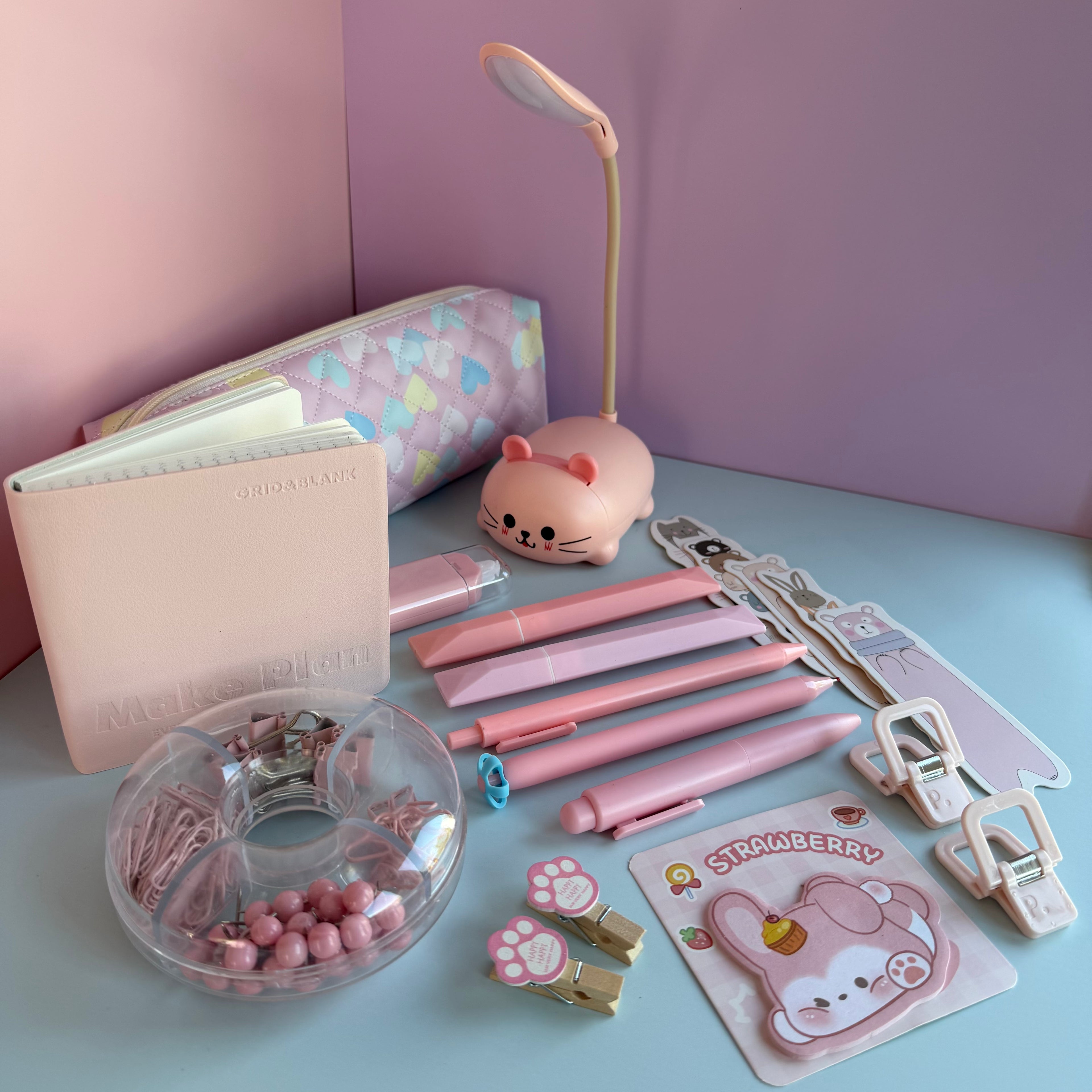 KAWAII KITTY & FRIENDS | PINK KID STATIONERY BUNDLE