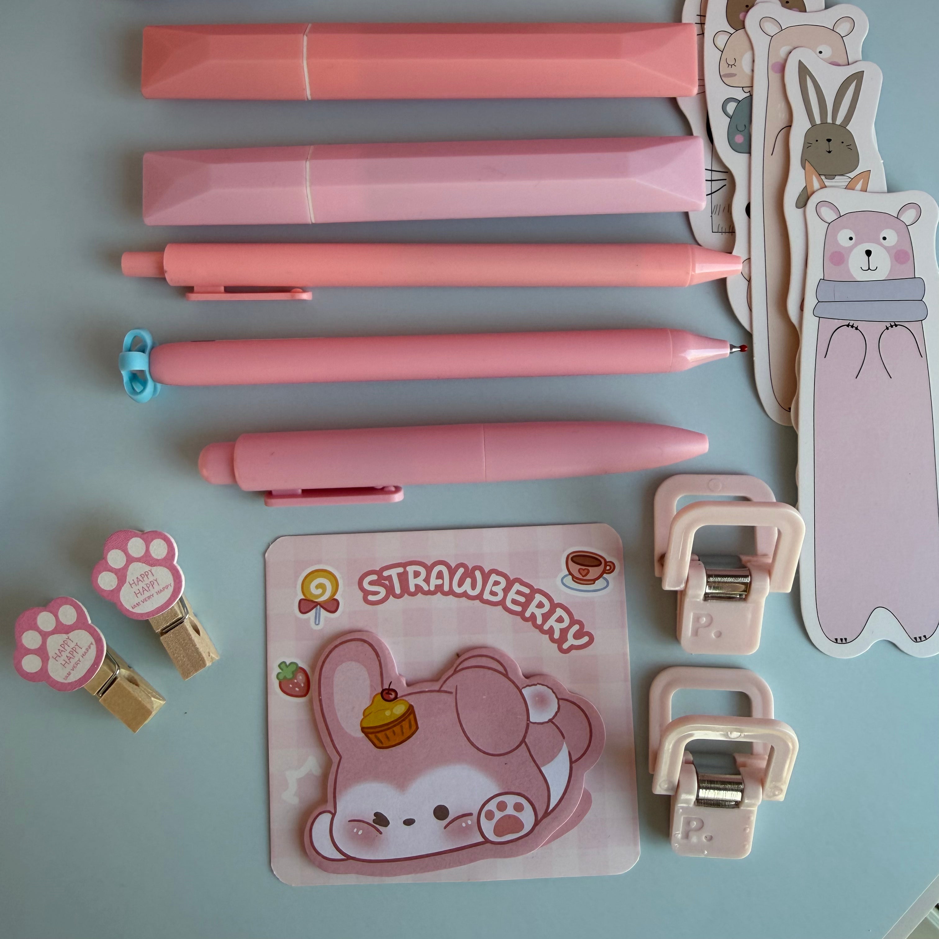 KAWAII KITTY & FRIENDS | PINK KID STATIONERY BUNDLE