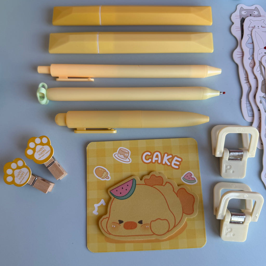 KAWAII KITTY & FRIENDS | YELLOW KID STATIONERY BUNDLE