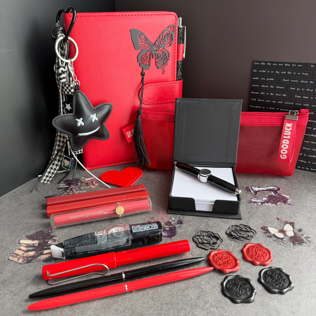 ROUGE TEMPTATION | RED & BLACK STATIONERY BUNDLE | GOTHIC ROMANCE DESK SET