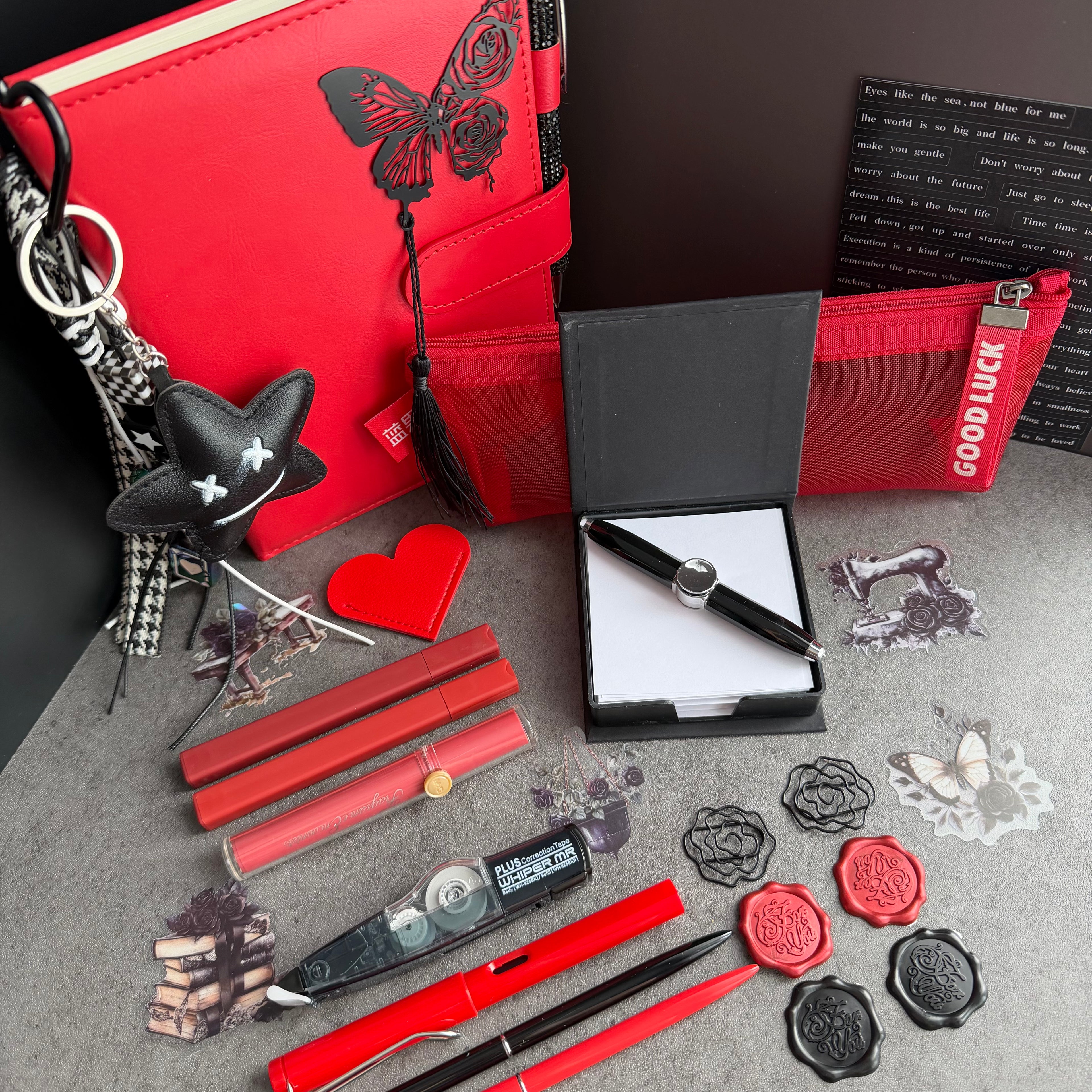 ROUGE TEMPTATION | RED & BLACK STATIONERY BUNDLE | GOTHIC ROMANCE DESK SET