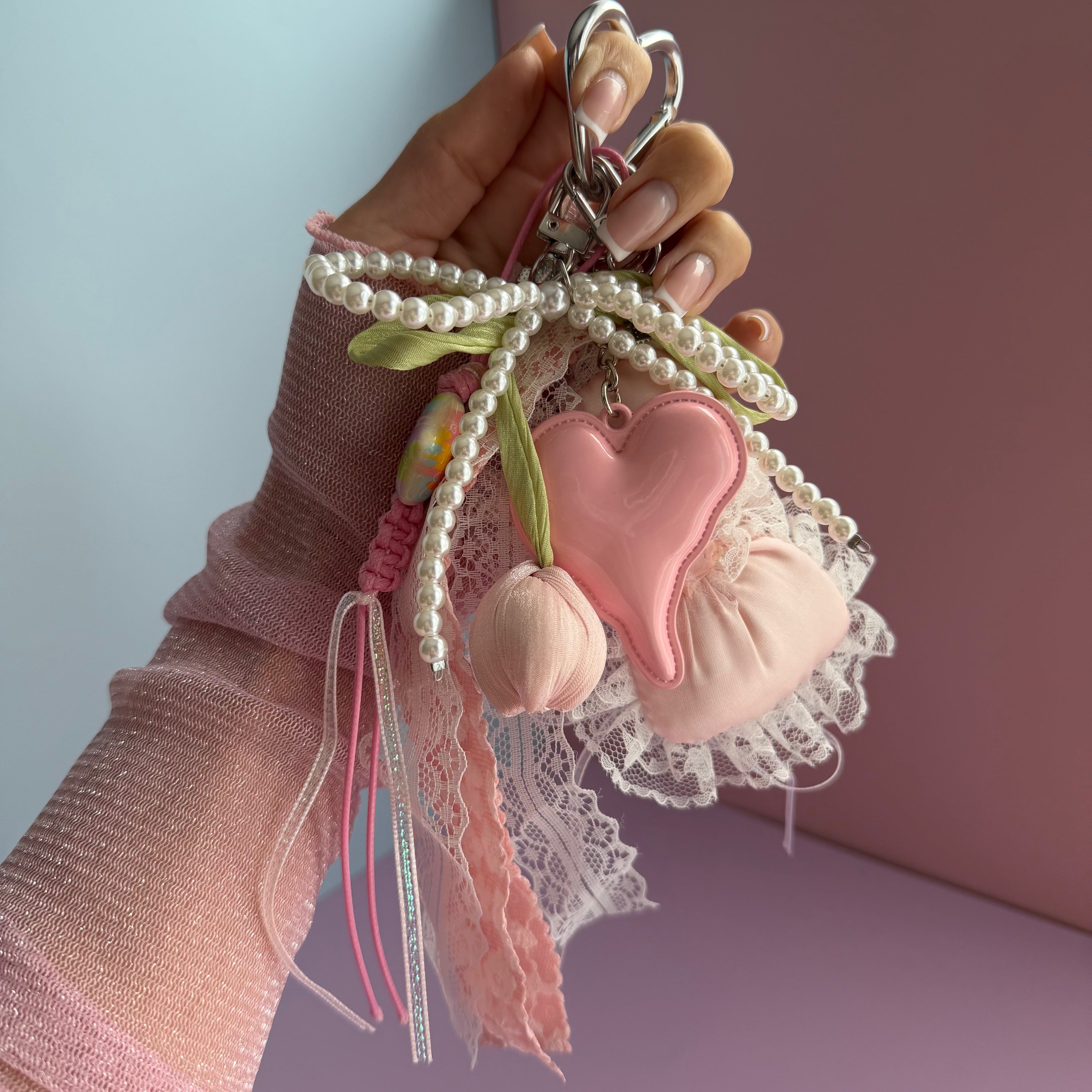 PINK PEARL BOW KEYCHAIN | BAG CHARM