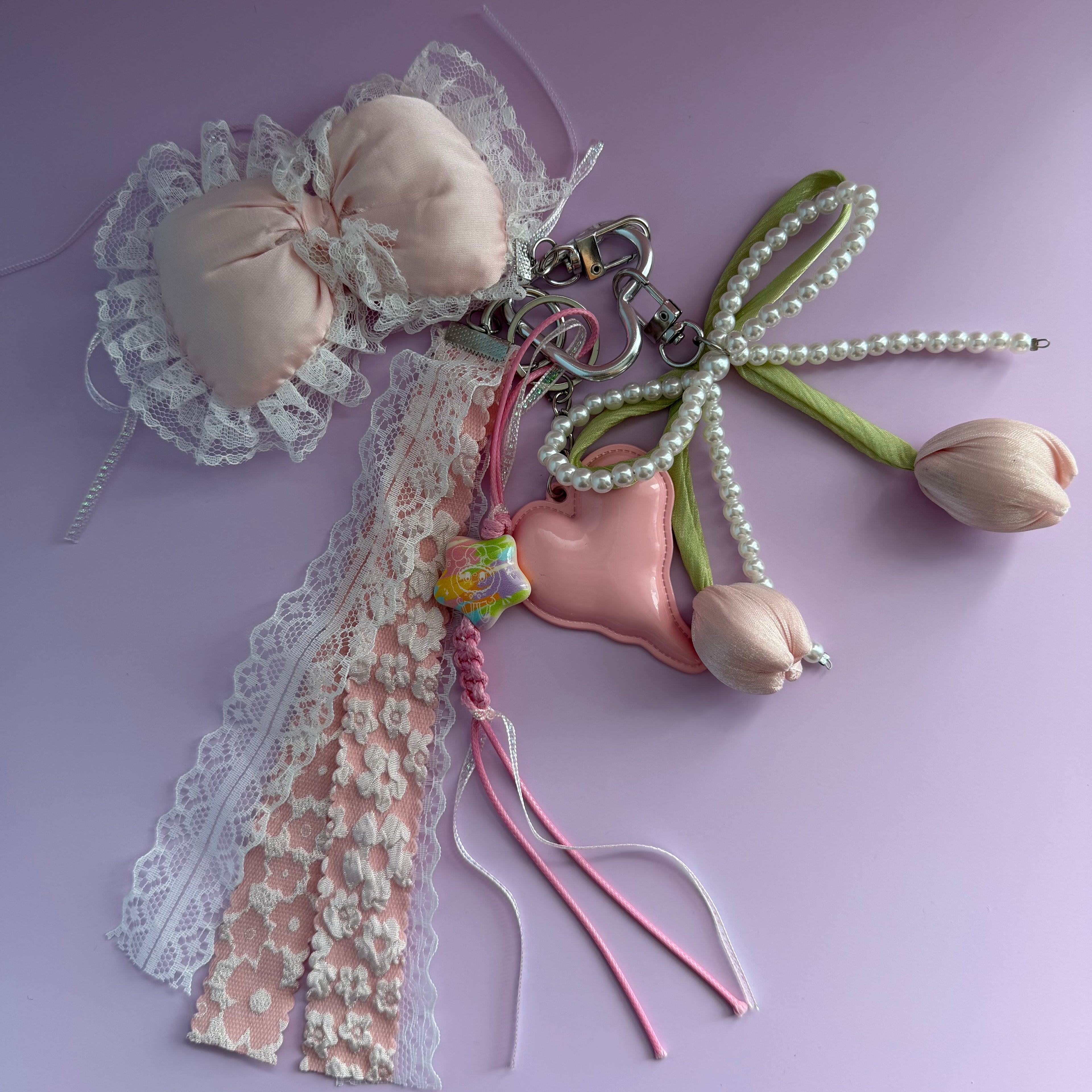 PINK PEARL BOW KEYCHAIN | BAG CHARM