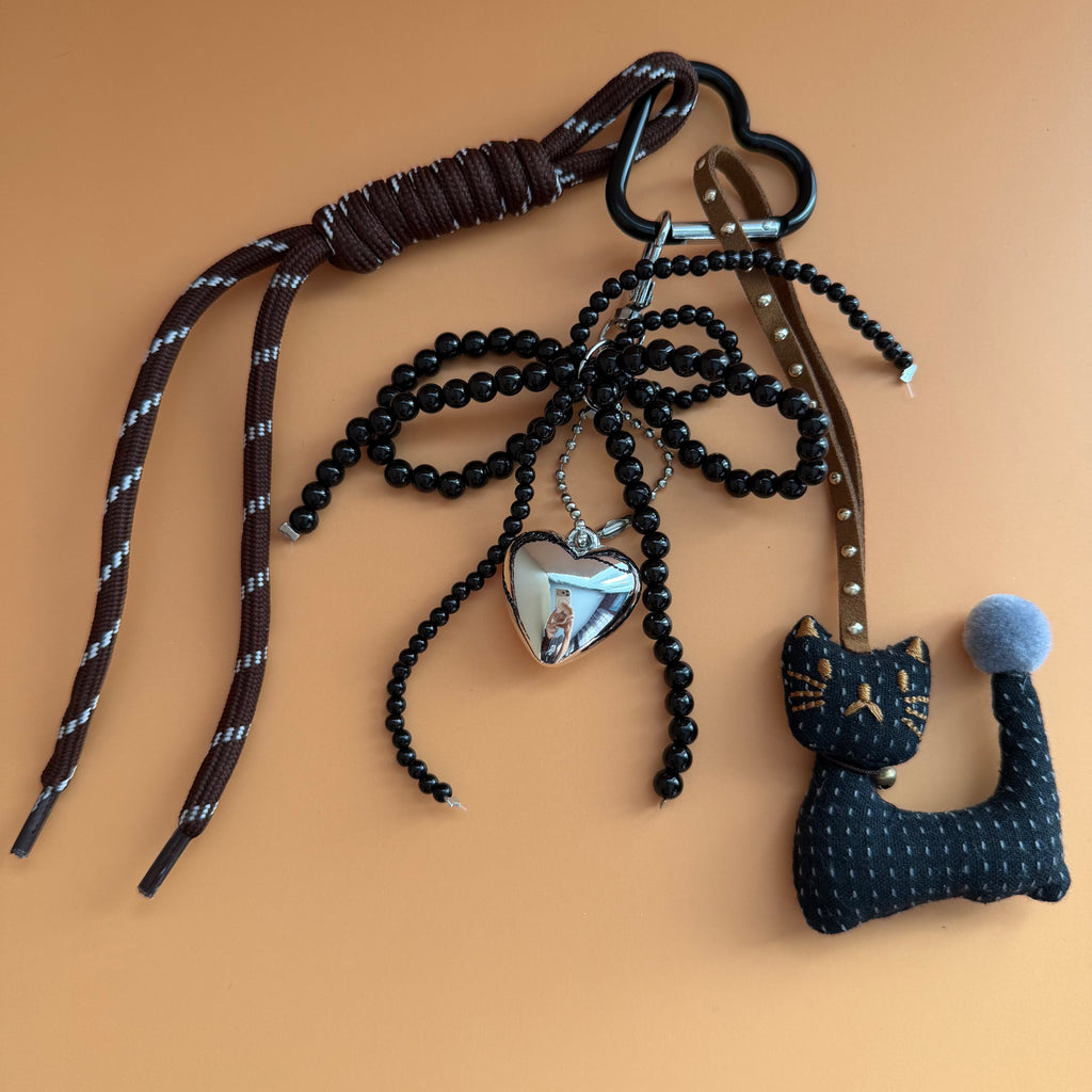 BLACK CAT BOW KEYCHAIN | BAG CHARM