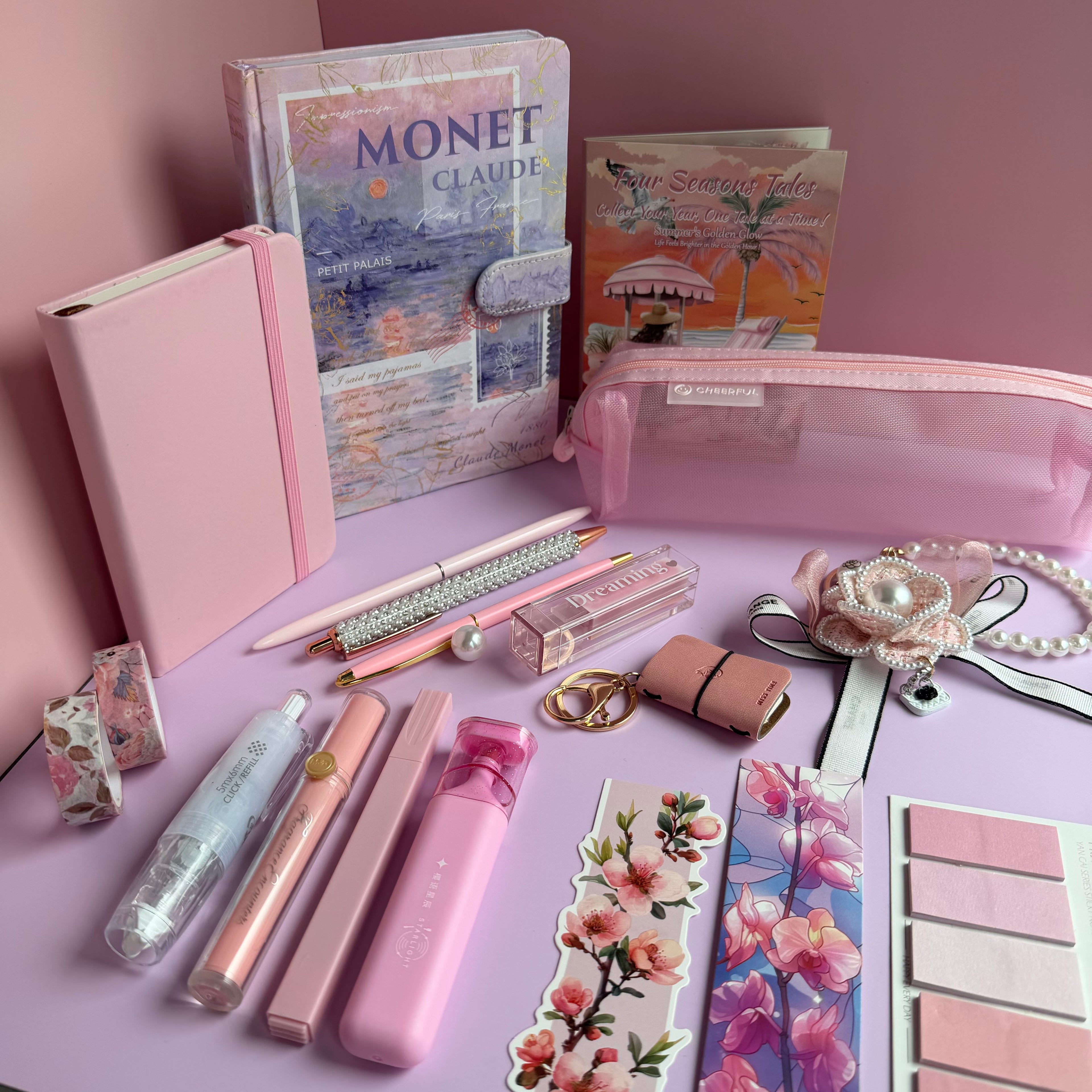 MONET PINK BLOOM | PINK ART STATIONERY BUNDLE | IMPRESSIONIST INSPIRED