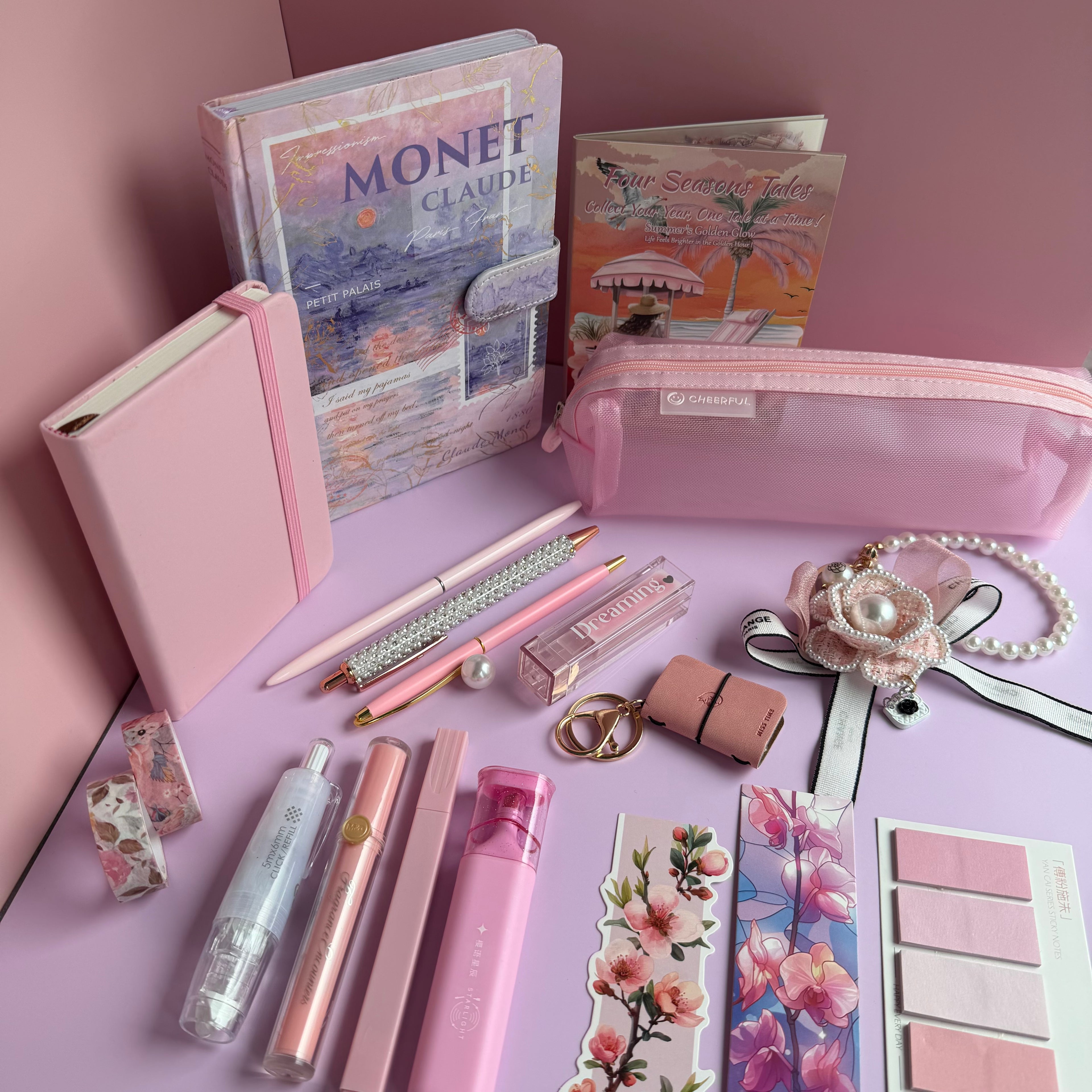 MONET PINK BLOOM | PINK ART STATIONERY BUNDLE | IMPRESSIONIST INSPIRED