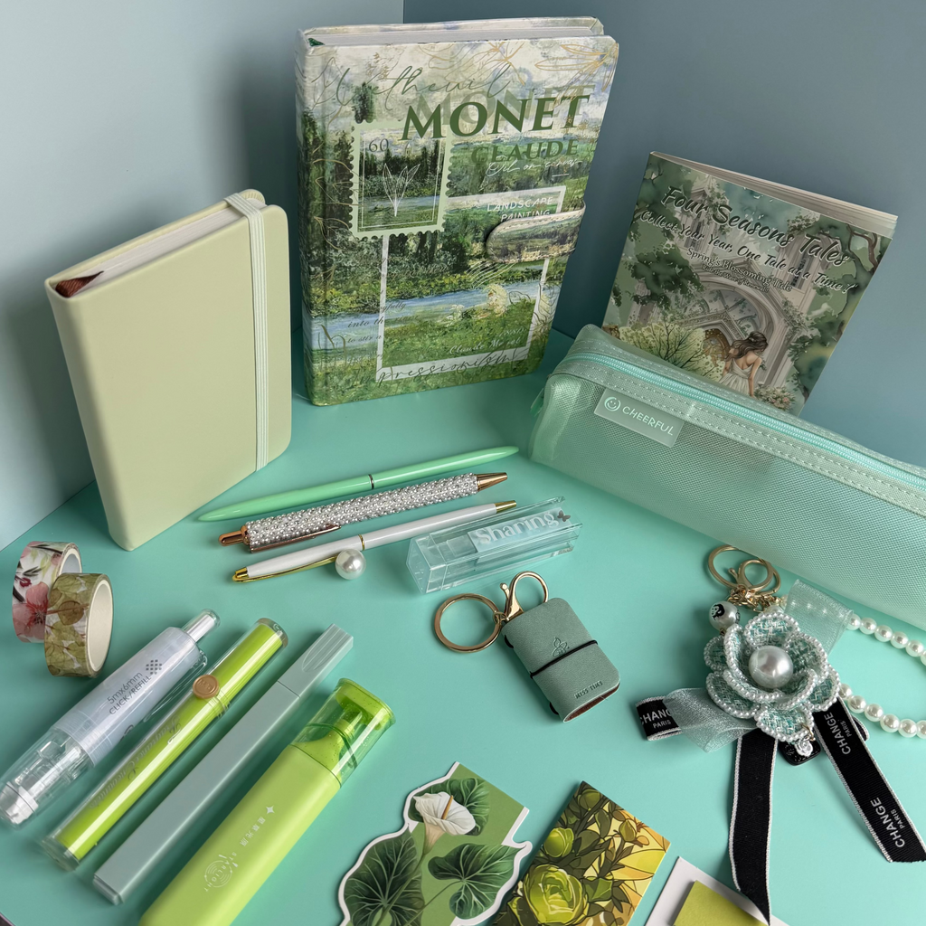 MONET GREEN BLOOM | GREEN ART STATIONERY BUNDLE | IMPRESSIONIST INSPIRED