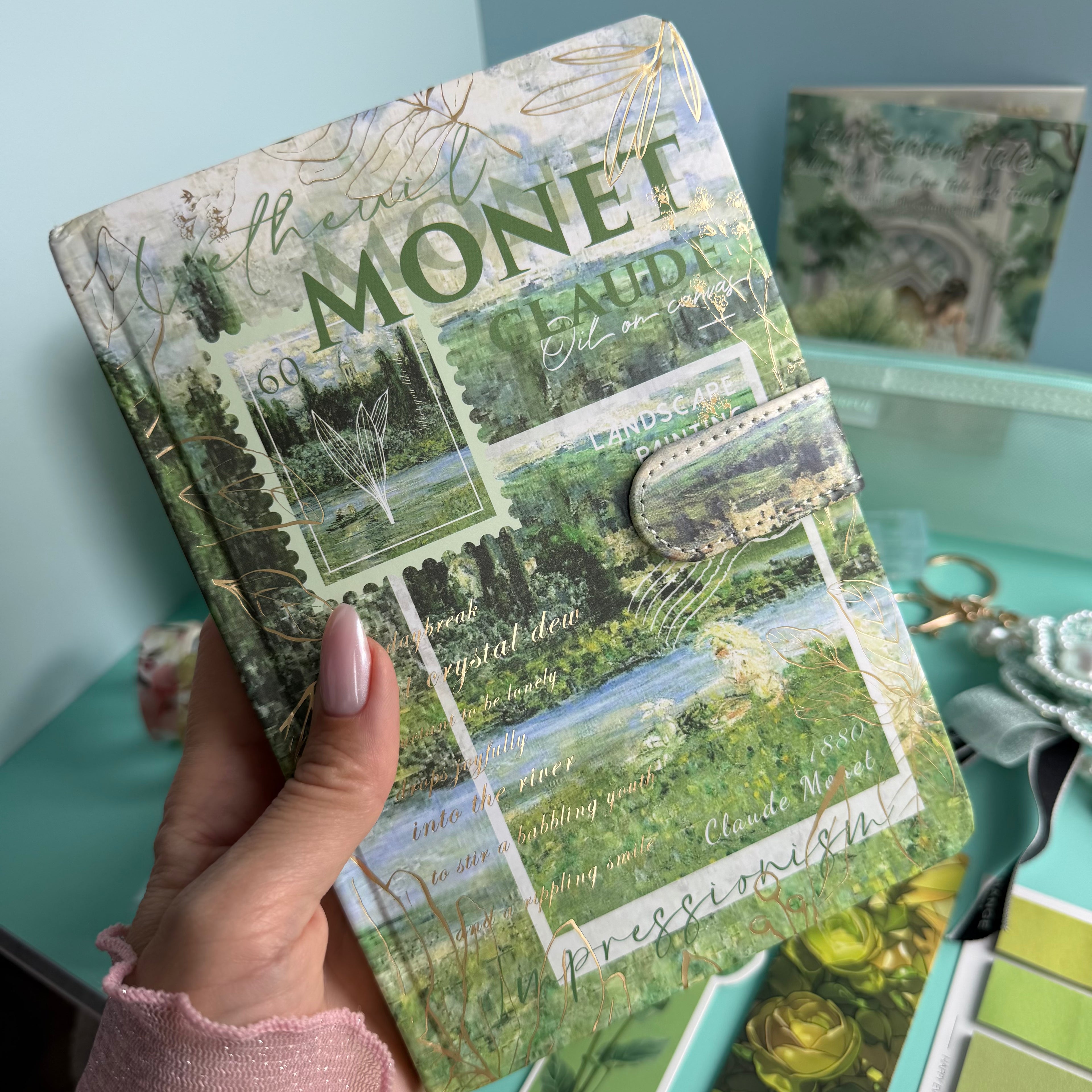 MONET GREEN BLOOM | GREEN ART STATIONERY BUNDLE | IMPRESSIONIST INSPIRED