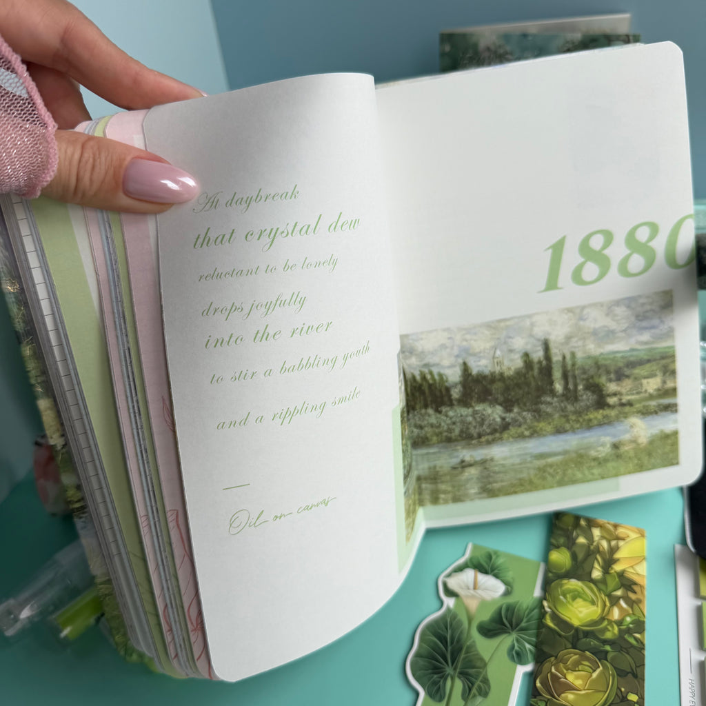 MONET GREEN BLOOM | GREEN ART STATIONERY BUNDLE | IMPRESSIONIST INSPIRED