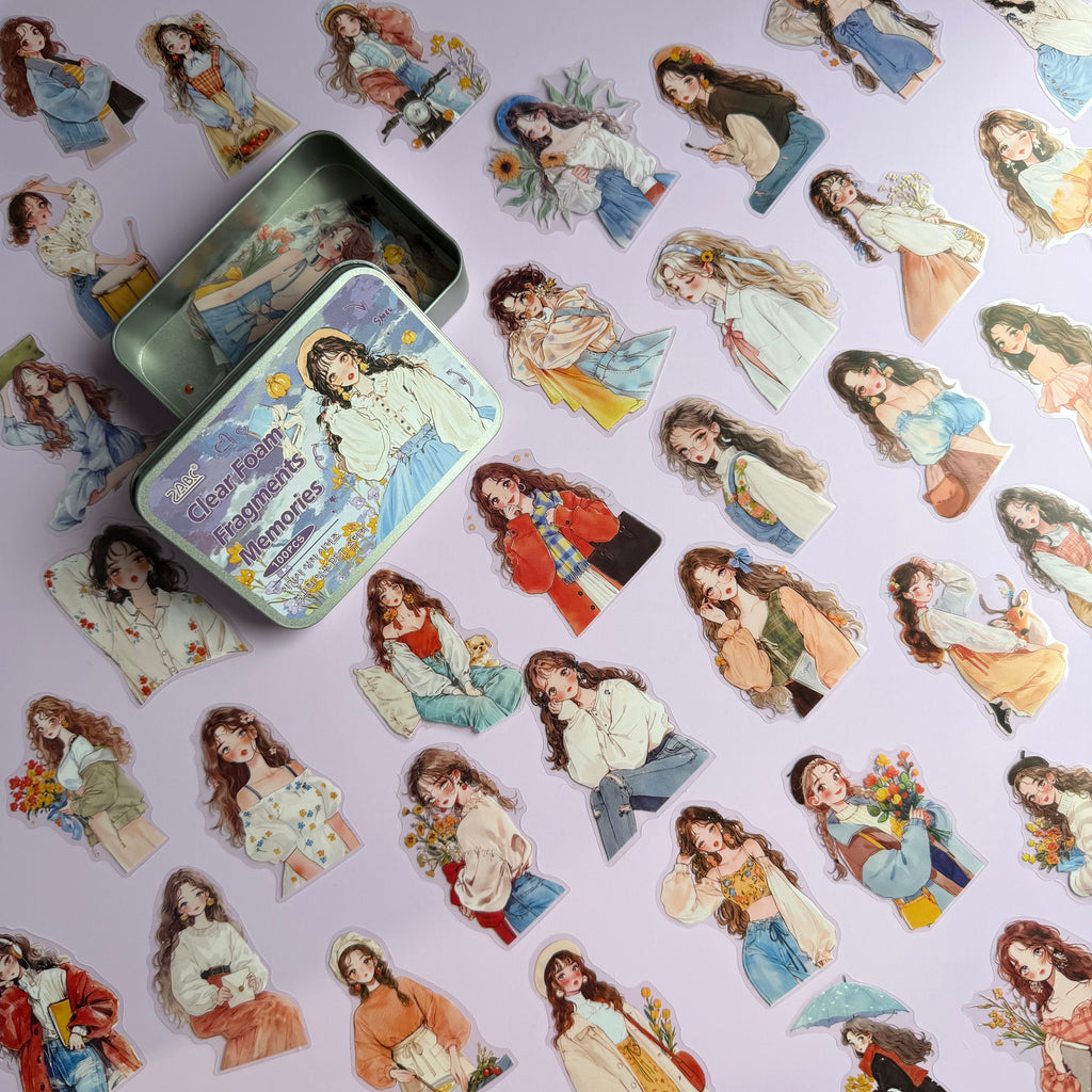 CLEAR FOAM FRAGMENTS MEMORIES | AESTHETIC JOURNAL STICKERS – 100 PCS